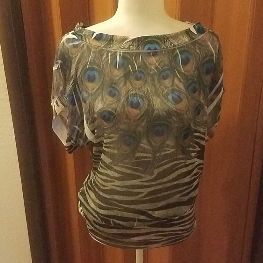 OBOE PEACOCK PRINT TOP SIZE LARGE